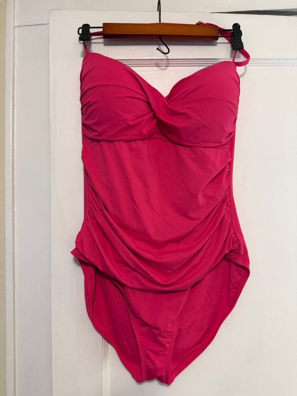 Anne Cole ruched one piece swimsuit hot pink worn once size 16